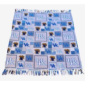 University of Kentucky Wildcats UK Tie Fringe Fleece Lap Throw Blanket 57" x 55"